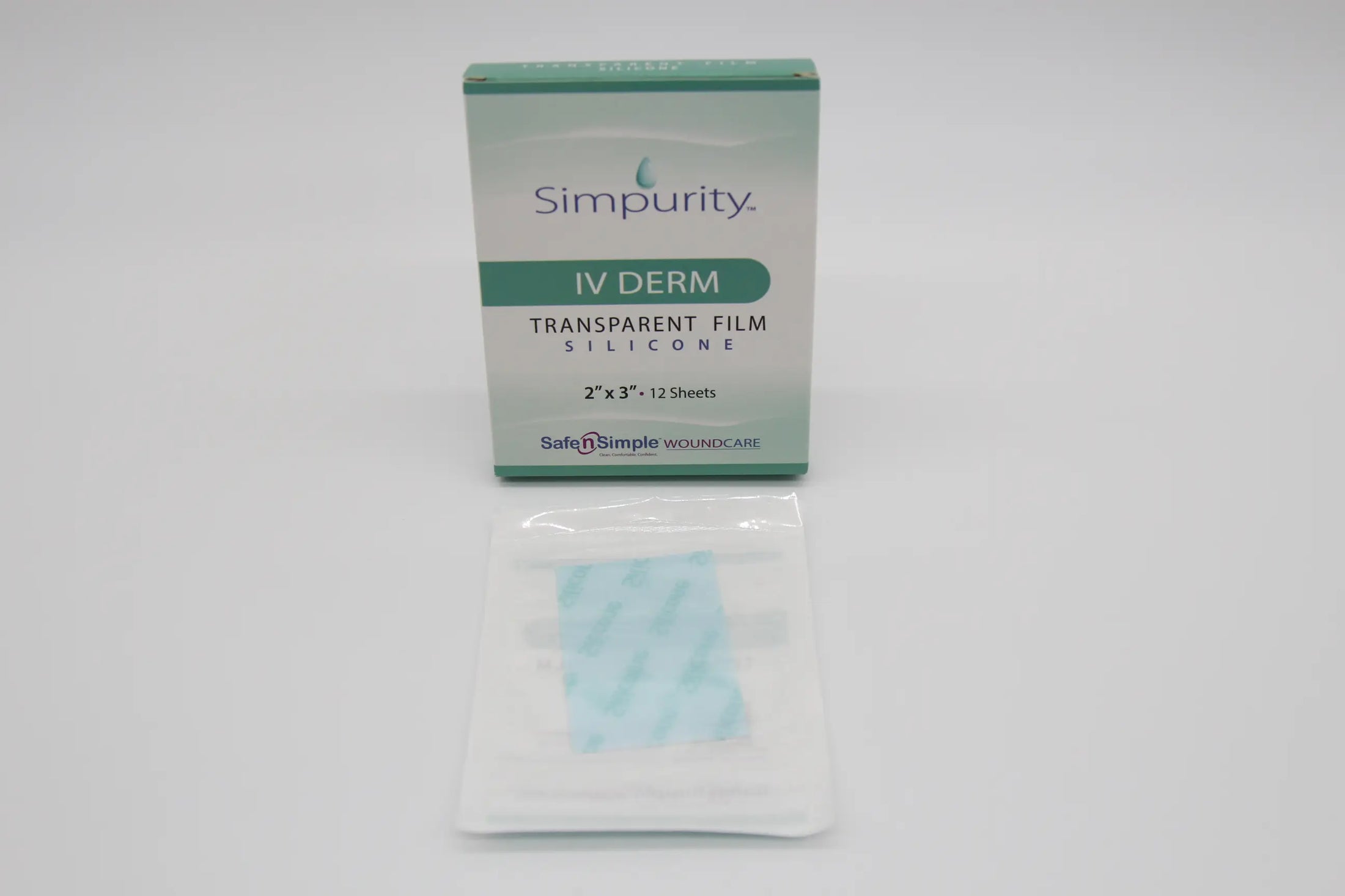Safe N Simple IV Derm Transparent Silicone Film Dressing 2x3 inch