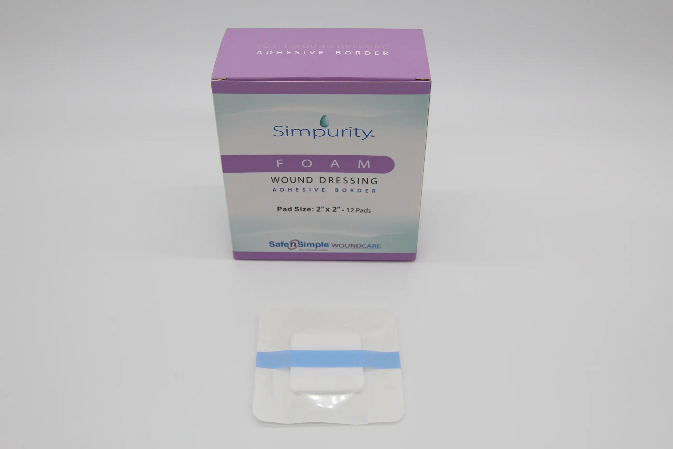 Safe N Simple Simpurity Foam with Adhesive Border, 2" x 2"