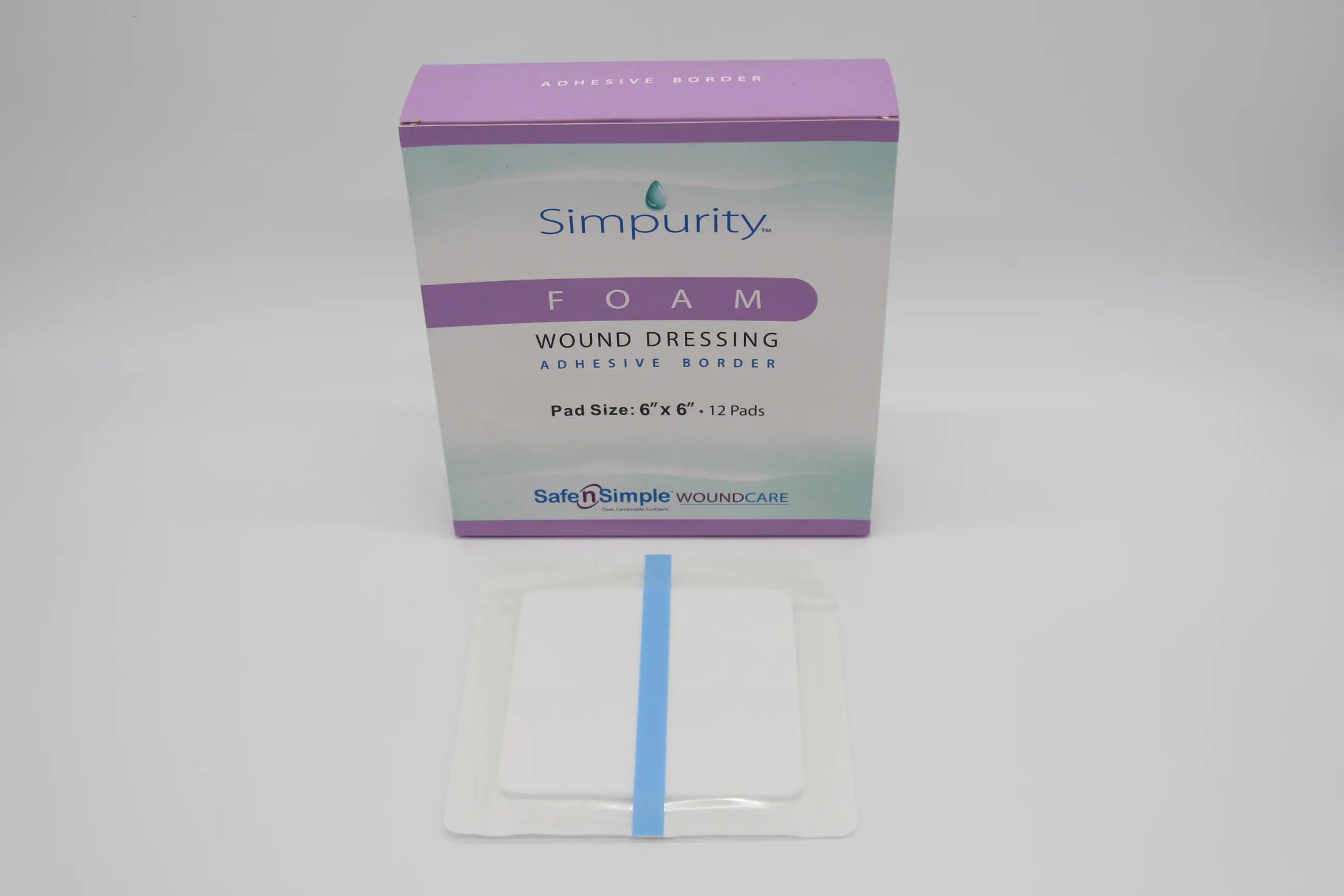 Safe N Simple Foam Adhesive Border Dressing 6x6 Inch Pad