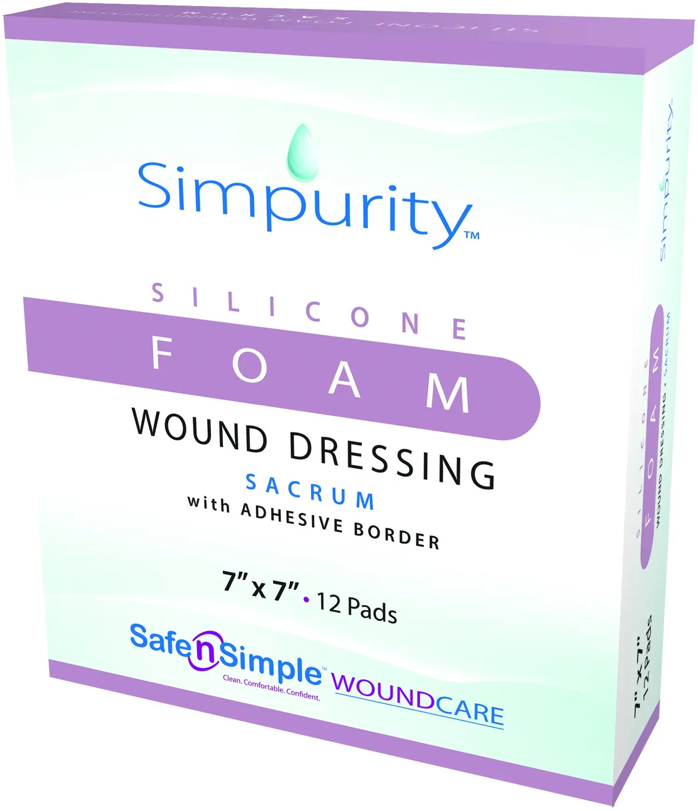 Safe N Simple Simpurity Sacrum Foam with Silicone Adhesive Border 7" x 7"