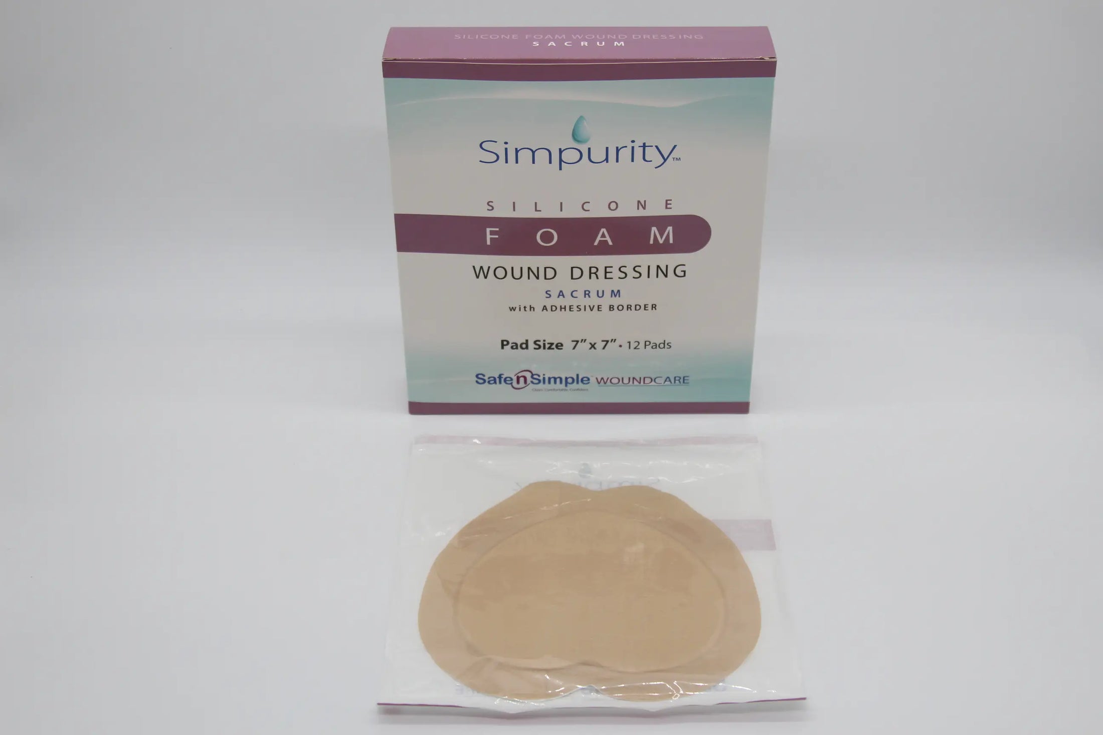 Safe N Simple Simpurity Sacral Shape Silicone Foam Dressing 9x9 Inch