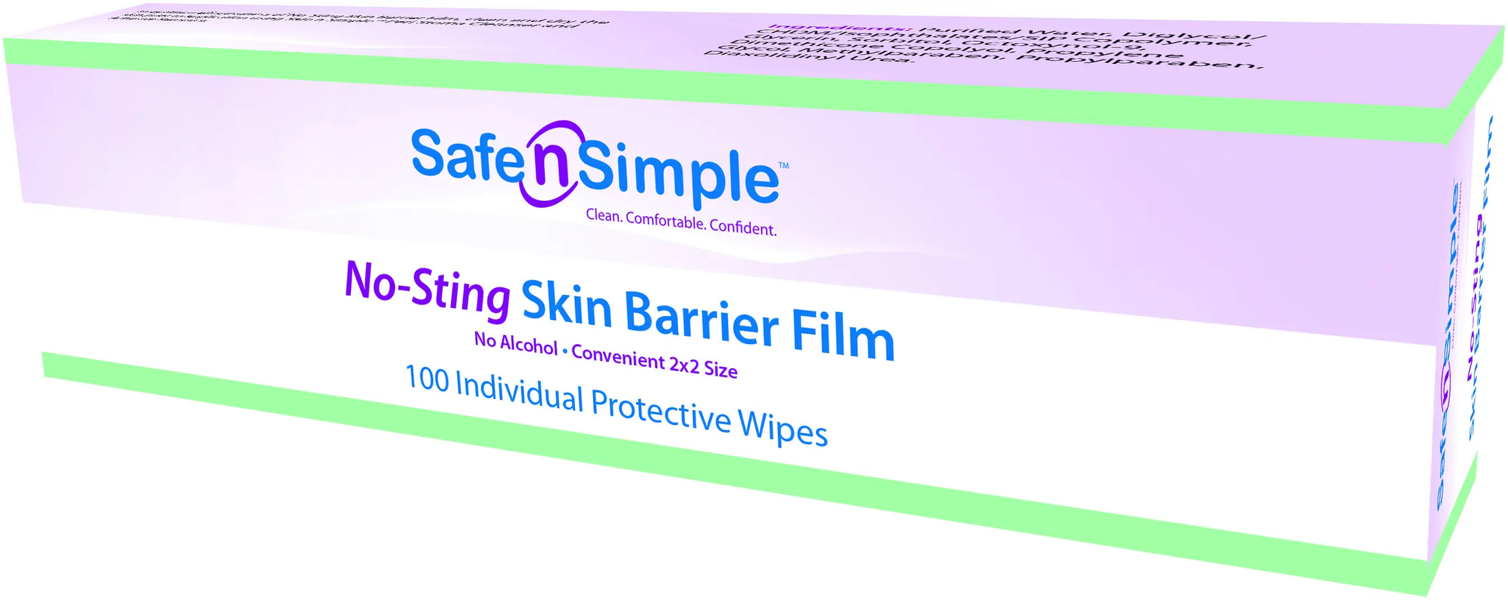 Safe N Simple Alcohol Free No Sting Skin Barrier Wipes 2.4" x 2.4"