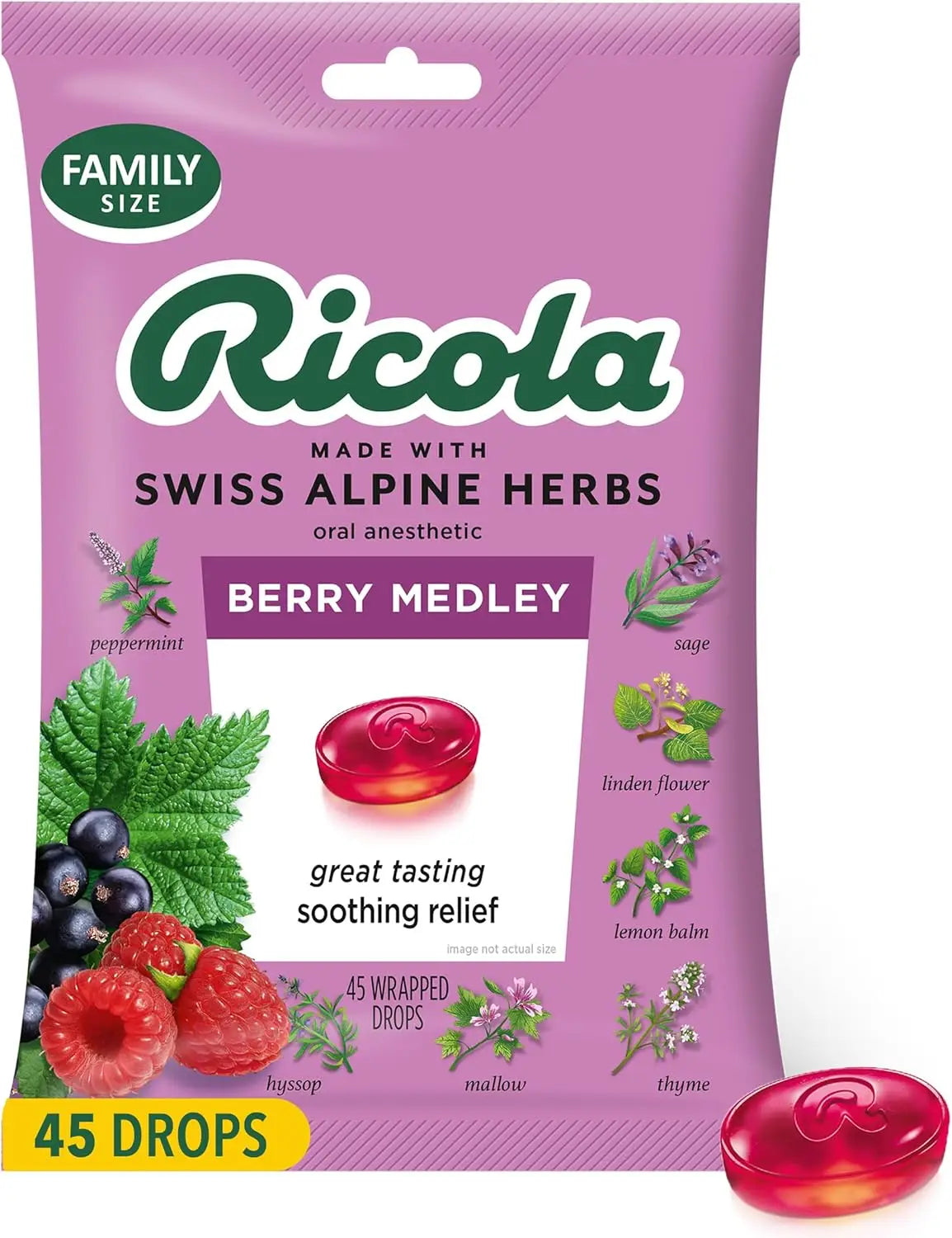 Ricola Berry Medley Family Size Cough Drops