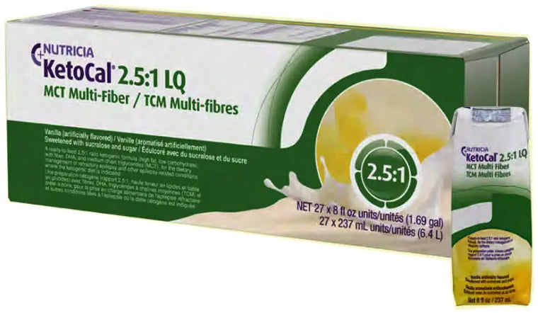 Nutricia KetoCal 2.5:1 LQ with MCT Ketogenic Formula, Vanilla, 8 fl oz