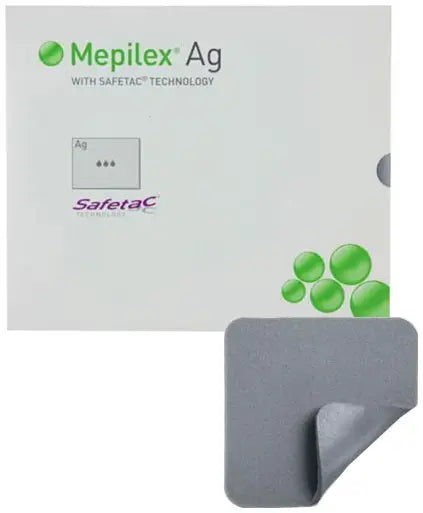 Molnlycke Mepilex Ag Antimicrobial Foam Dressing 4 in x 5 in Silver Sterile