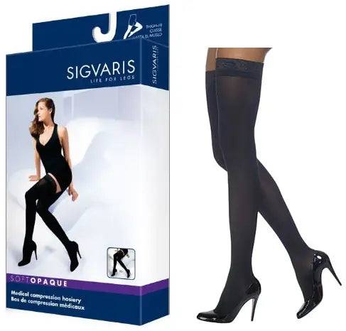 Sigvaris 842N Style Soft Opaque Thigh Compression Stockings