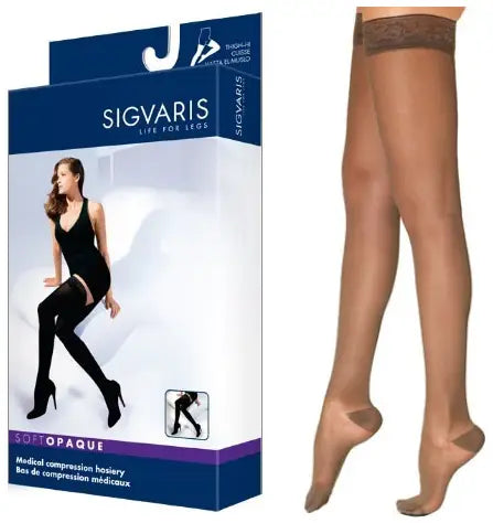 Sigvaris 842N Style Soft Opaque Thigh Compression Stockings