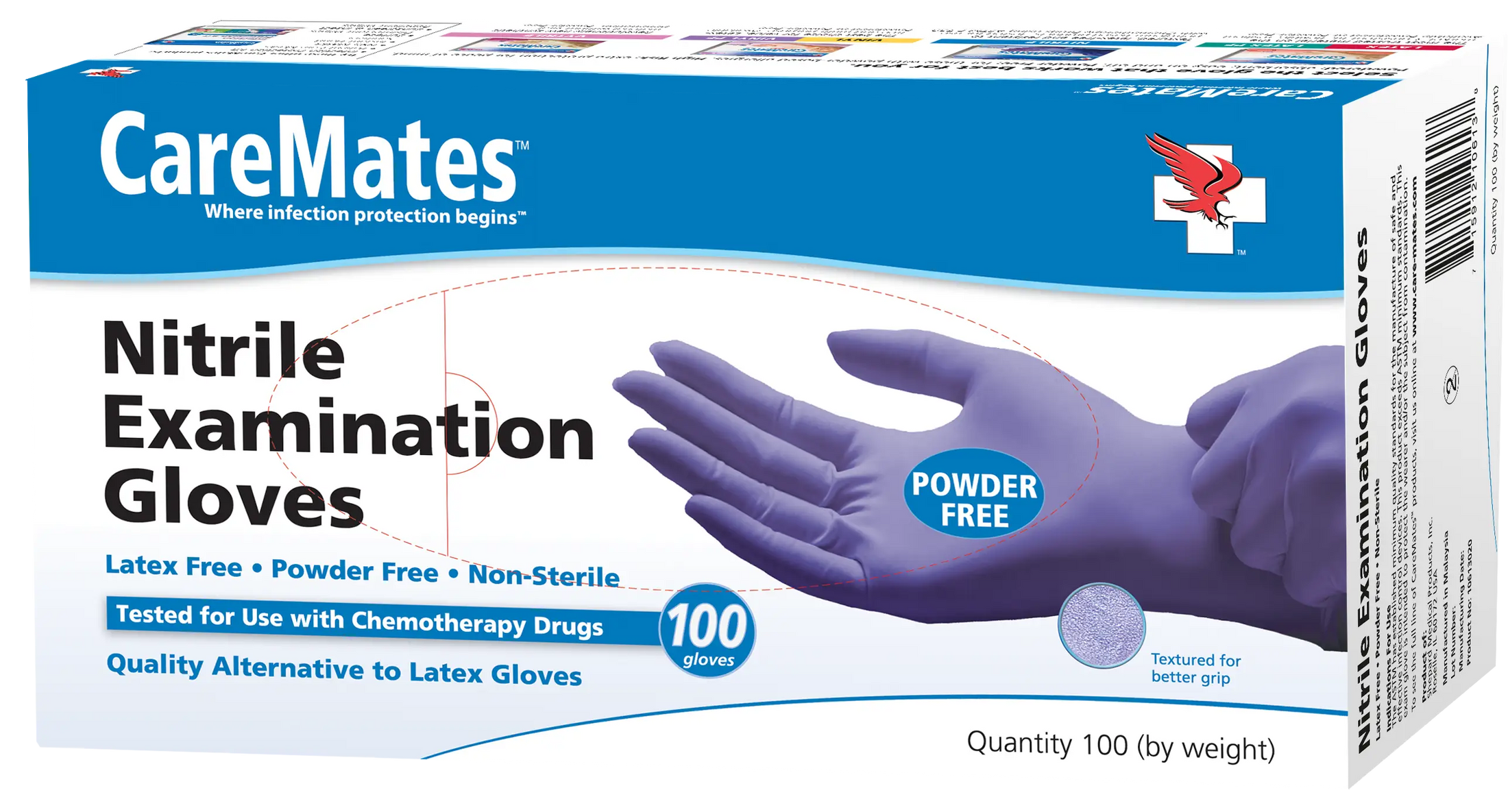 CareMates Nitrile Powder-Free Textured Examination Gloves