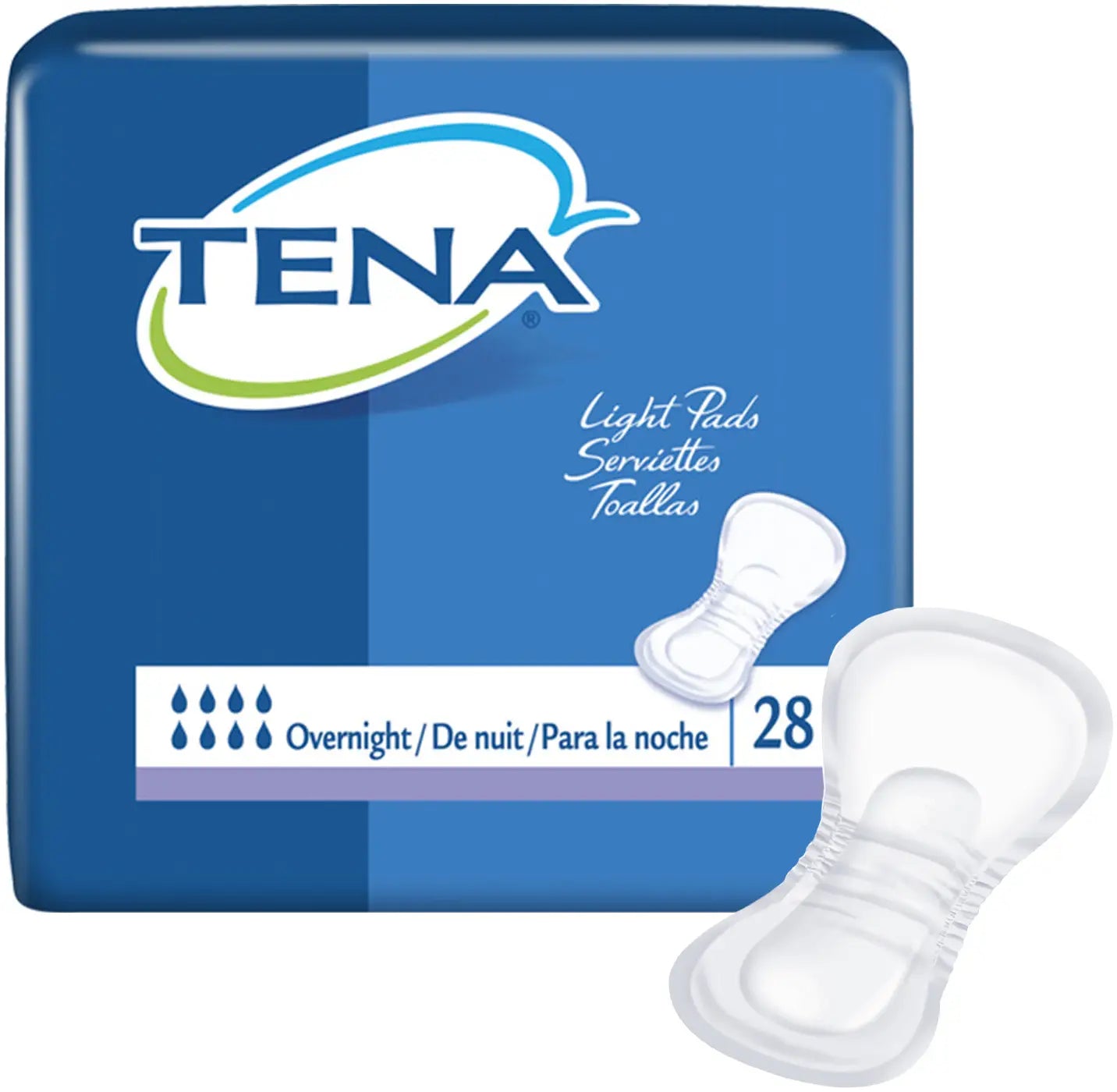TENA Overnight Incontinence Pads, 16" Long