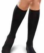 Ease by Therafirm Women's Opaque Knee-High Support Socks, 20-30 mmHg, Closed Toe, Black, Large Short