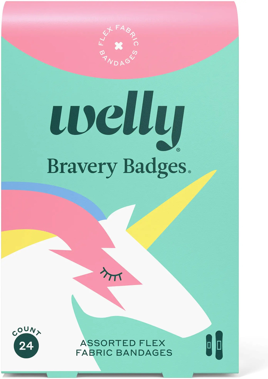 Welly Health Kids Unicorn Assorted Bandages, Box of 24