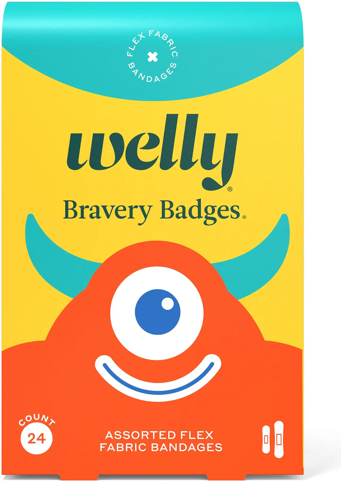 Welly Health Kids Monster Assorted Bandages, 24 Count