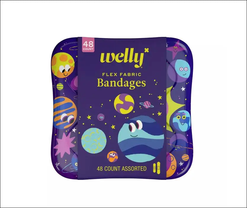 Welly Health Bravery Planet Pals Adhesive Bandages, 48 Count