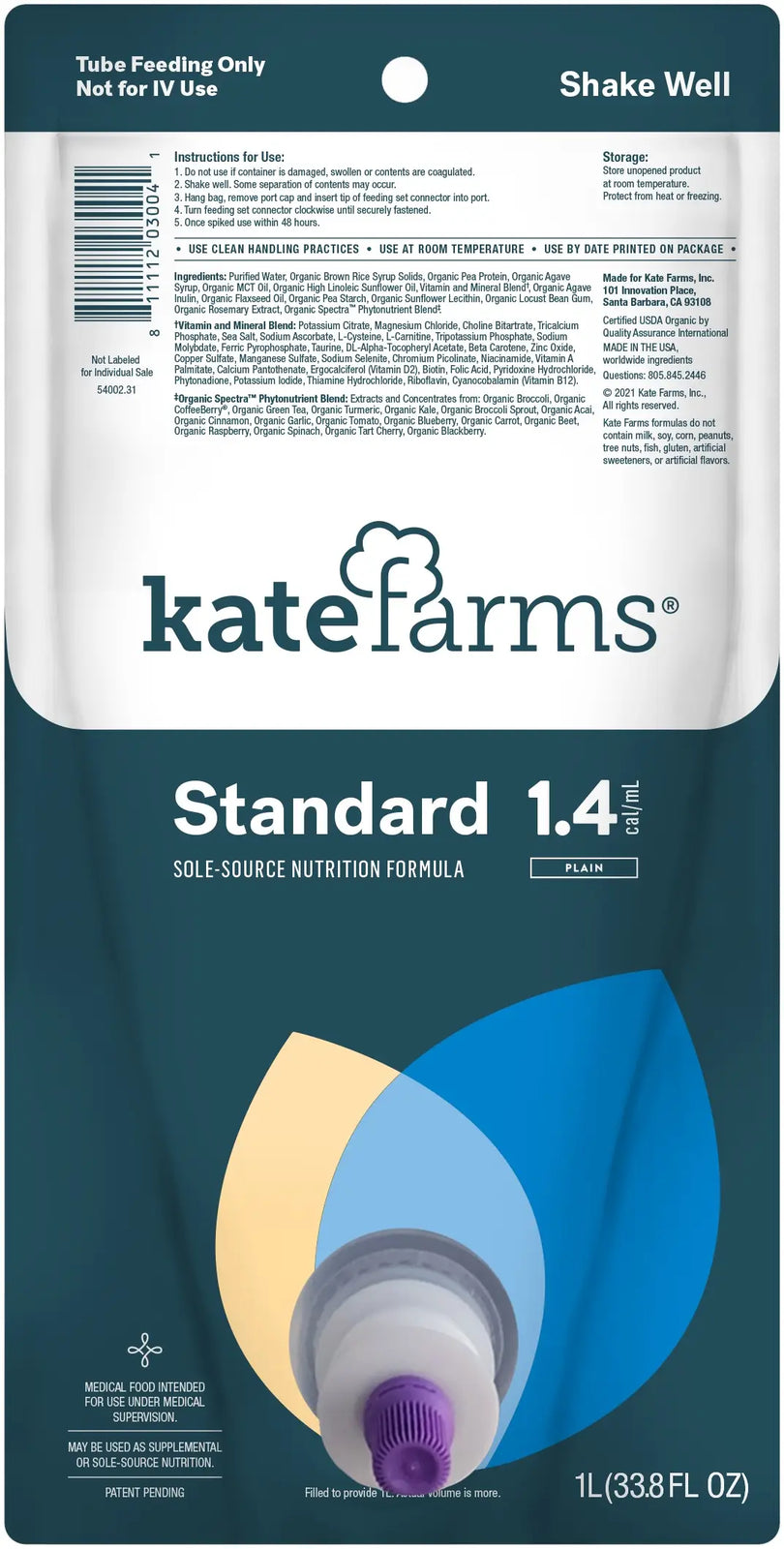 Kate Farms Standard 1.4 Enteral Nutrition Formula