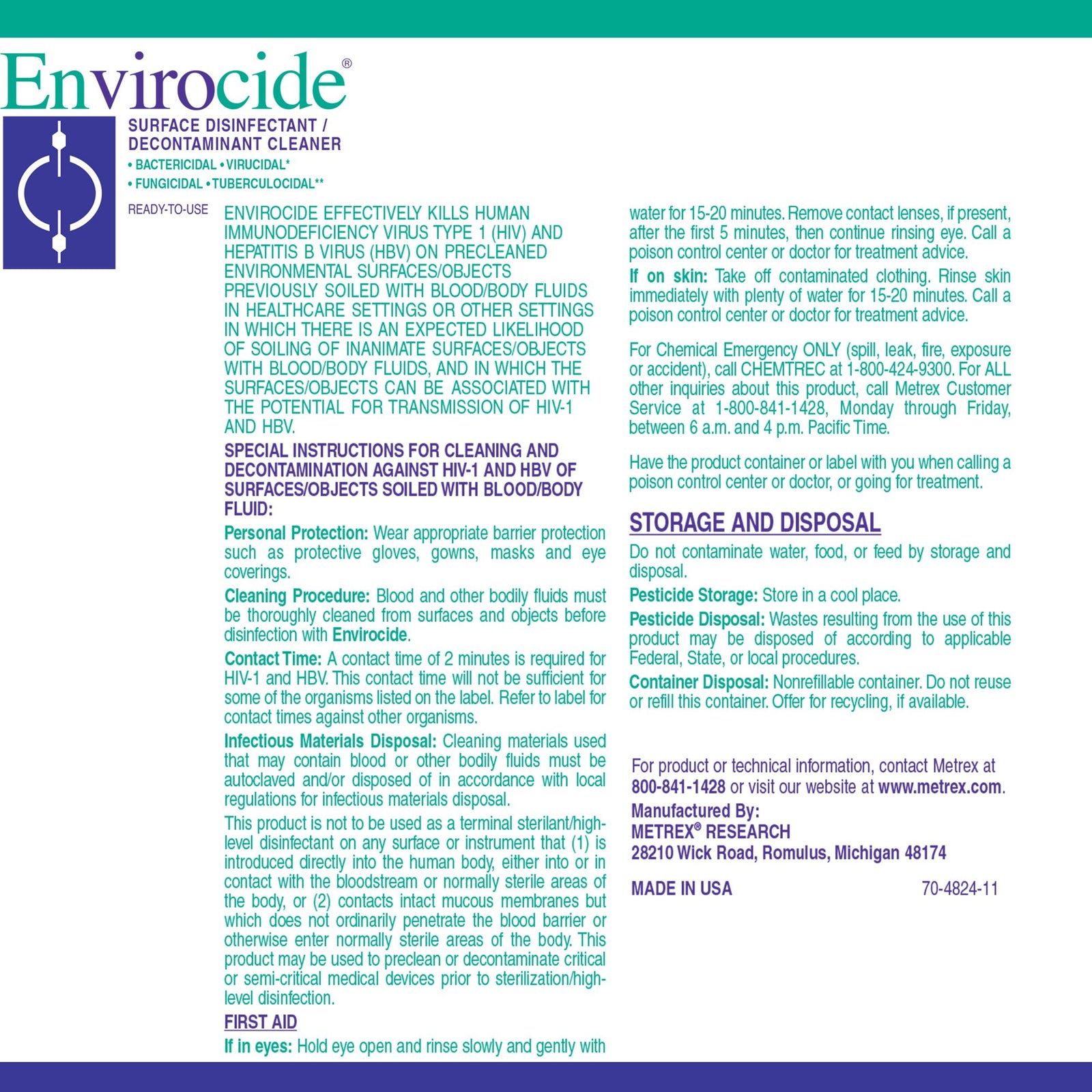 Envirocide Surface Disinfectant & Decontaminant Cleaner