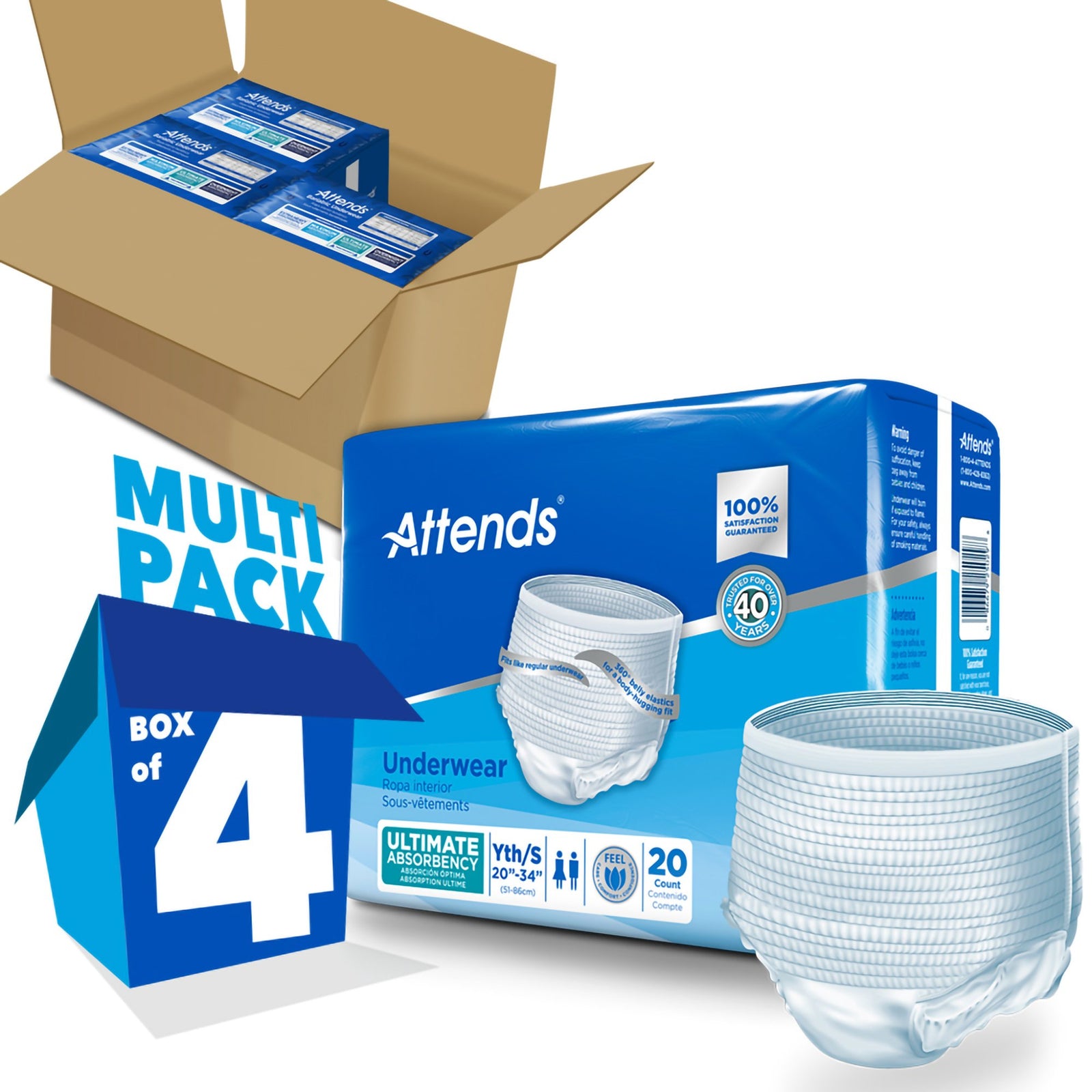 Attends Advanced Unisex Adult Absorbent Underwear
