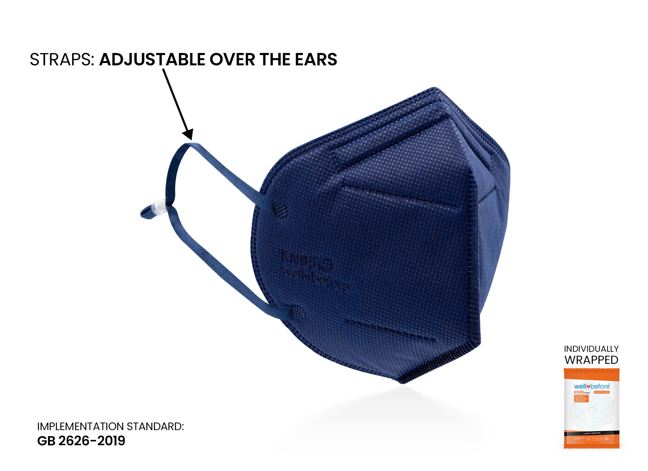 Kids KN95 Mask | Individually Wrapped, Elastic Ear Loops - Bag of 10