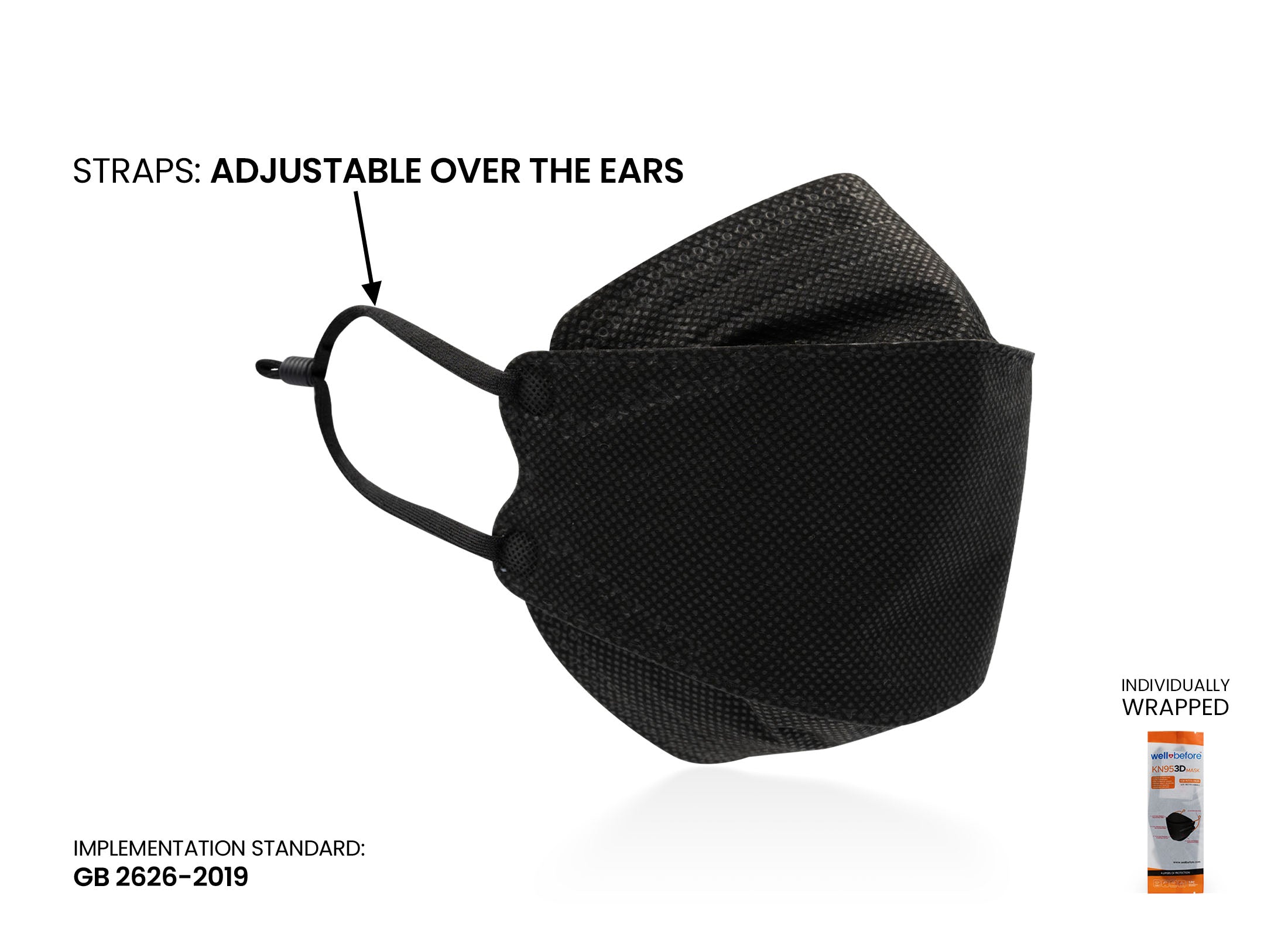 Kids KN95 Mask | Individually Wrapped, Elastic Ear Loops - Bag of 10