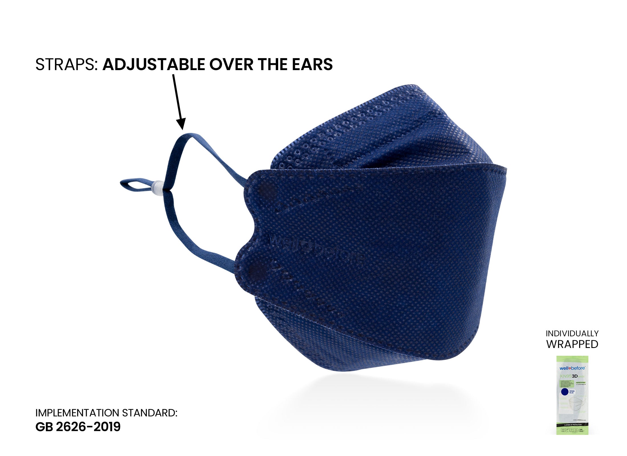 Kids KN95 Mask | Individually Wrapped, Elastic Ear Loops - Bag of 10