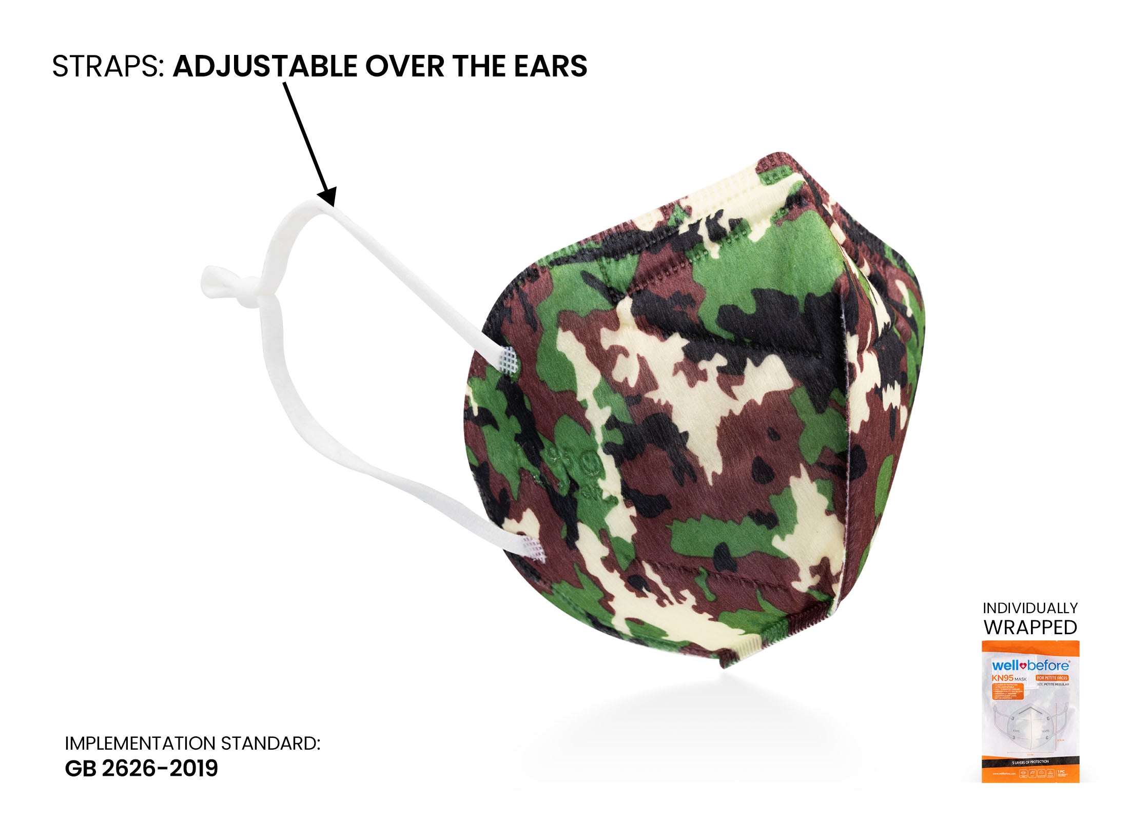 Kids KN95 Mask | Individually Wrapped, Elastic Ear Loops - Bag of 10