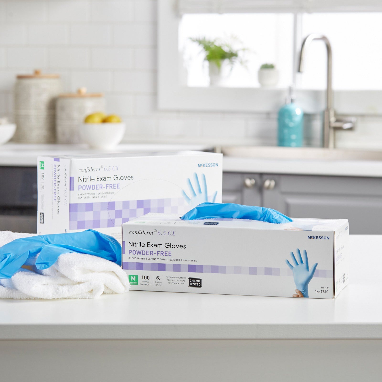 McKesson Confiderm 6.5CX Extended Cuff Nitrile Extended Cuff Length Exam Glove