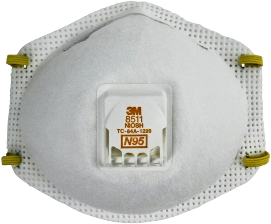 3M 8511 N95 respirator front view showing the cup shape and centered Cool Flow exhalation valve