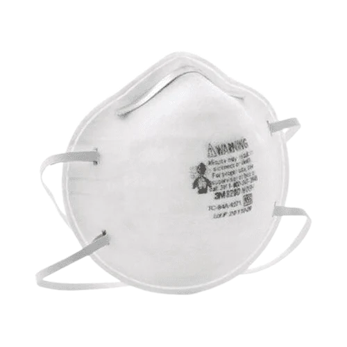 3M 8200 N95 respirator straight-on front view showing the molded filter cup and headbands