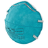 3M 1860 N95 health care particulate respirator and surgical mask, teal cup, three-quarter view showing the adjustable nose clip and braided headbands