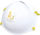 3M 8511 N95 particulate respirator, three-quarter view showing the Cool Flow valve, M-noseclip and yellow over-the-head straps