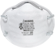 3M 8200 N95 particulate respirator, front view showing the molded cup, adjustable metal nose clip and two over-the-head gray headbands