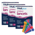 TRUEplus sterile single-use lancets boxes with color-coded lancets