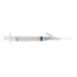BD SafetyGlide safety syringe with detachable 23G needle, blue safety shield and 3 mL graduated barrel