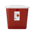 Red Sharps-A-Gator sharps container with white lid and biohazard label