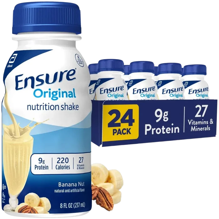 Ensure Original Banana Nut nutrition shake 8 oz bottle with 9g protein and 27 vitamins and minerals