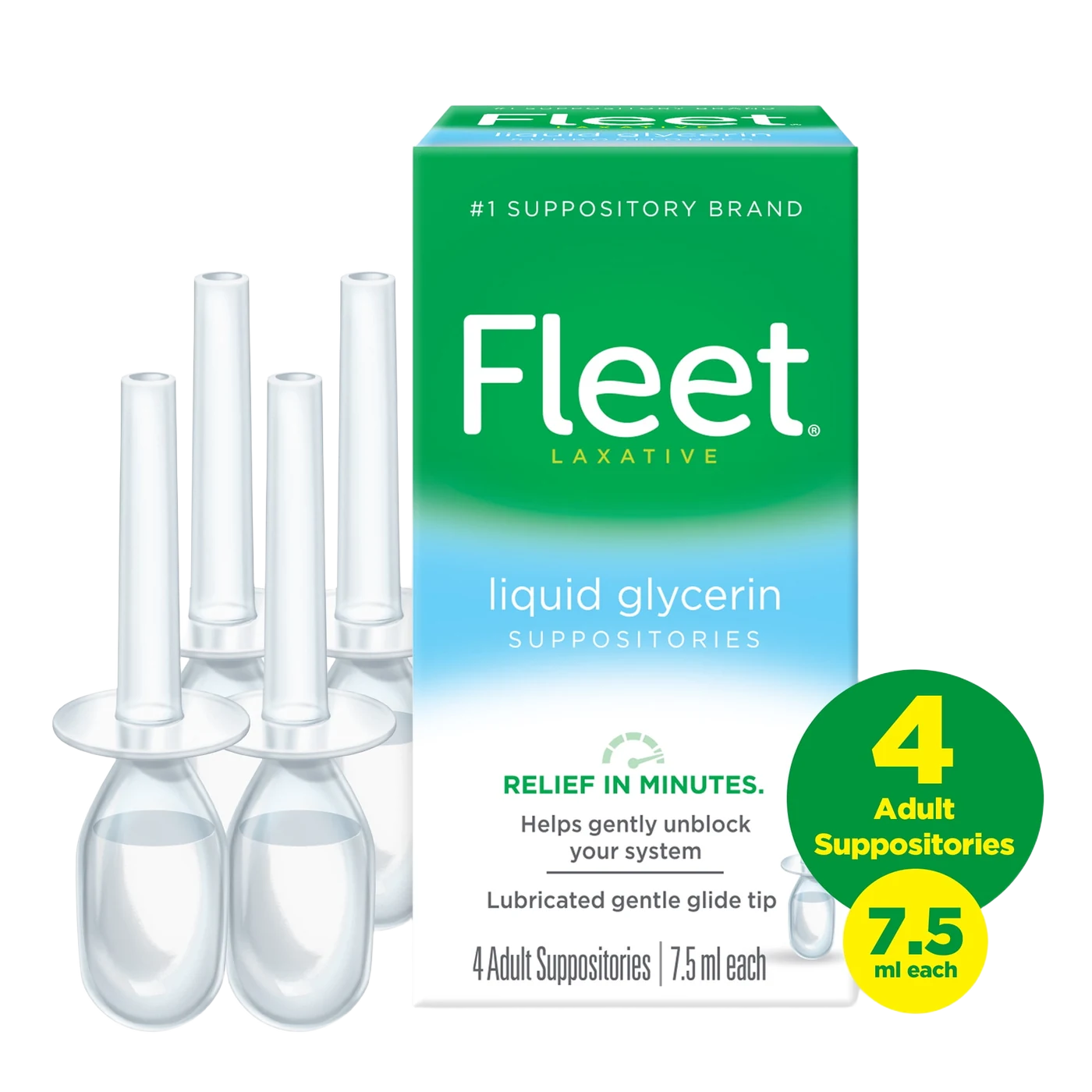 Fleet liquid glycerin laxative suppositories box with four adult applicators