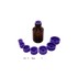 Vesco Medical ENFit medication bottle adapters in seven purple neck sizes arranged around an amber medicine bottle