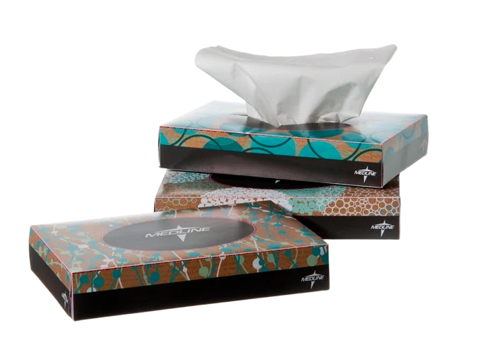Medline white 2-ply facial tissue in decorative flat boxes