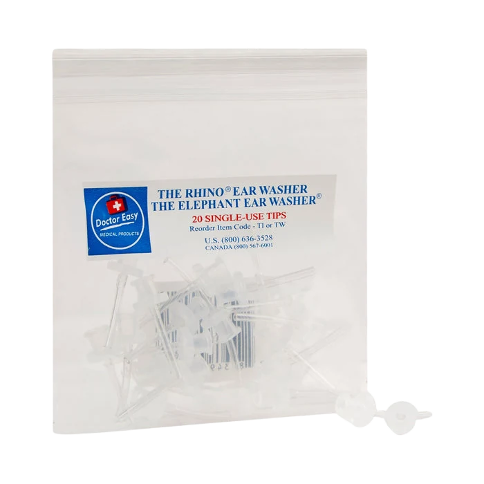 Doctor Easy disposable ear wash system tips, pack of 20 single-use tips