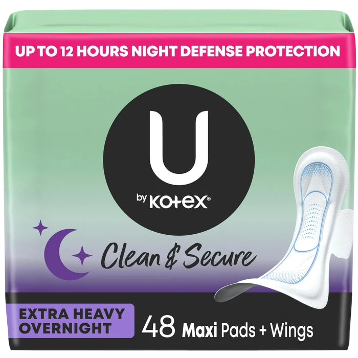 Kimberly-Clark extra heavy overnight maxi pads with wings package