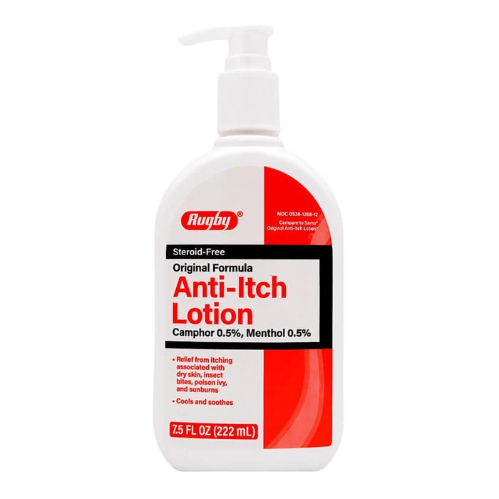 Steroid-free anti-itch lotion pump bottle with menthol and camphor