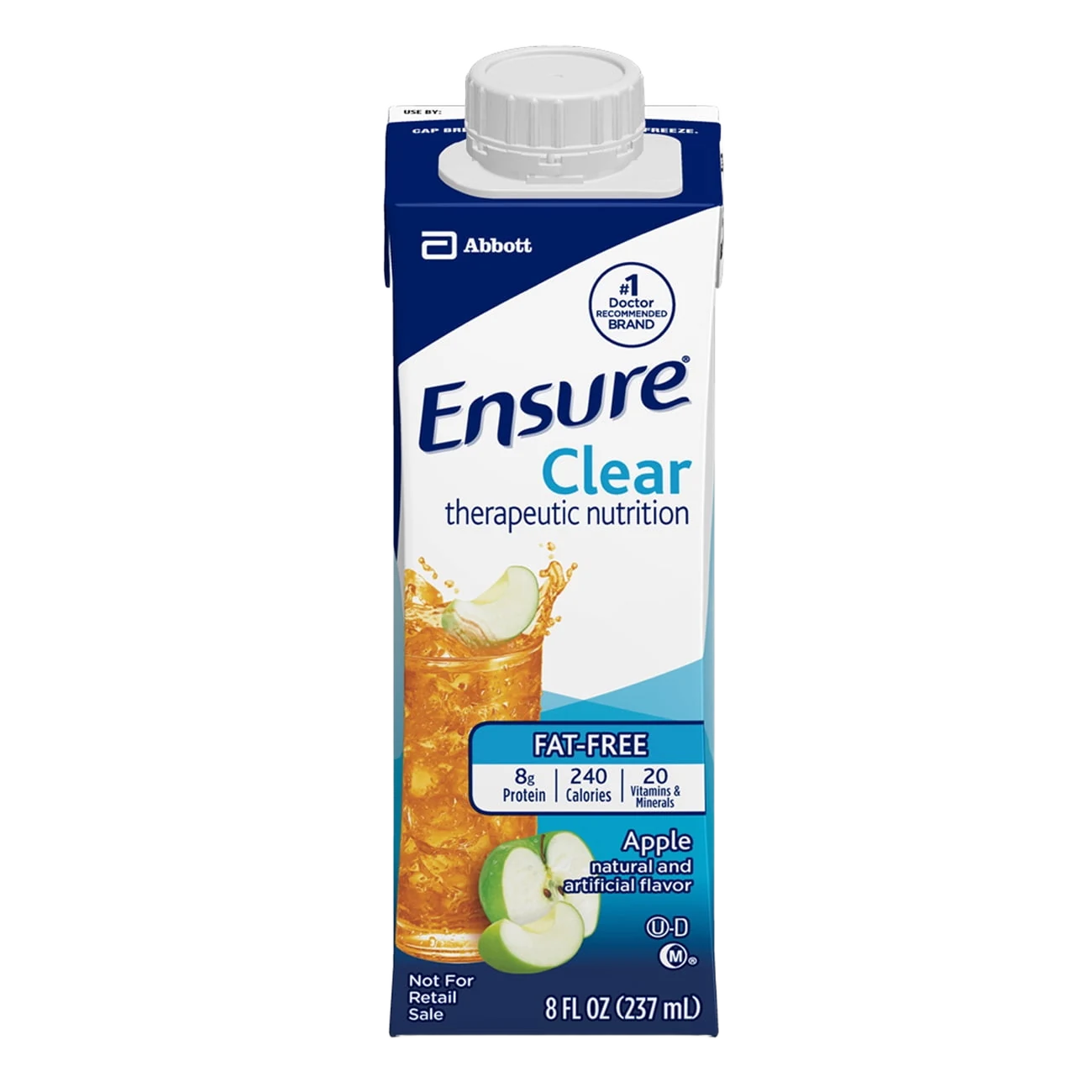 Ensure Clear Apple oral nutrition drink carton, 8 fl oz