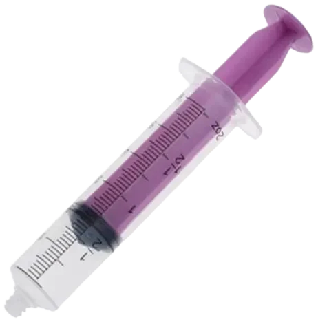 AMSure 60 mL flat top piston enteral syringe with purple ENFit connector