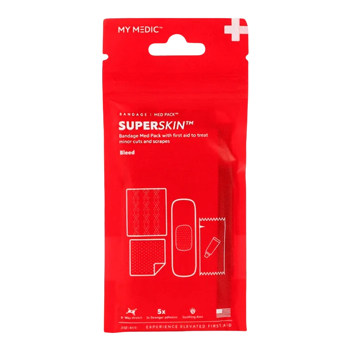 My Medic SuperSkin Bandage Med Pack, red first aid pouch for minor cuts and scrapes