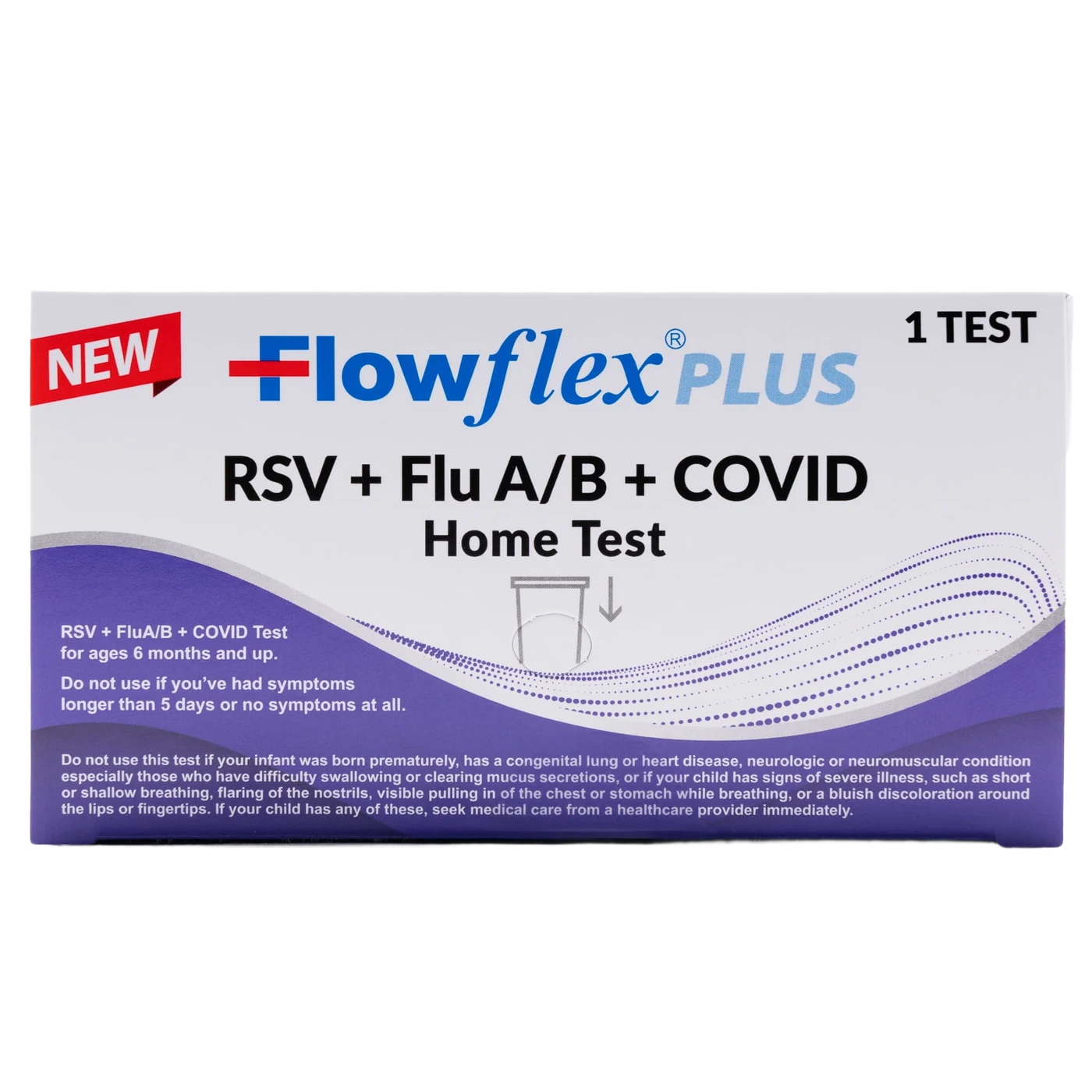 Flowflex Plus RSV Flu A/B COVID home test box, 4-in-1 rapid antigen test for ages 6 months and up