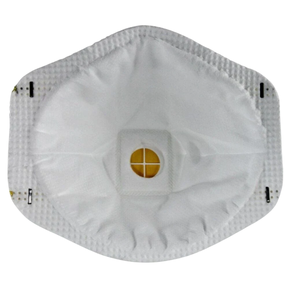 Interior view of the 3M 8511 N95 respirator showing the filter media cup and the Cool Flow valve backing