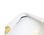 Macro close-up of the adjustable metal M-noseclip on the 3M 8511 N95 respirator