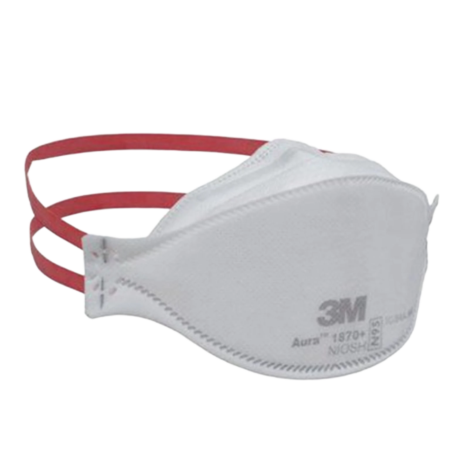 3M Aura 1870+ N95 surgical respirator side profile with red over-the-head straps