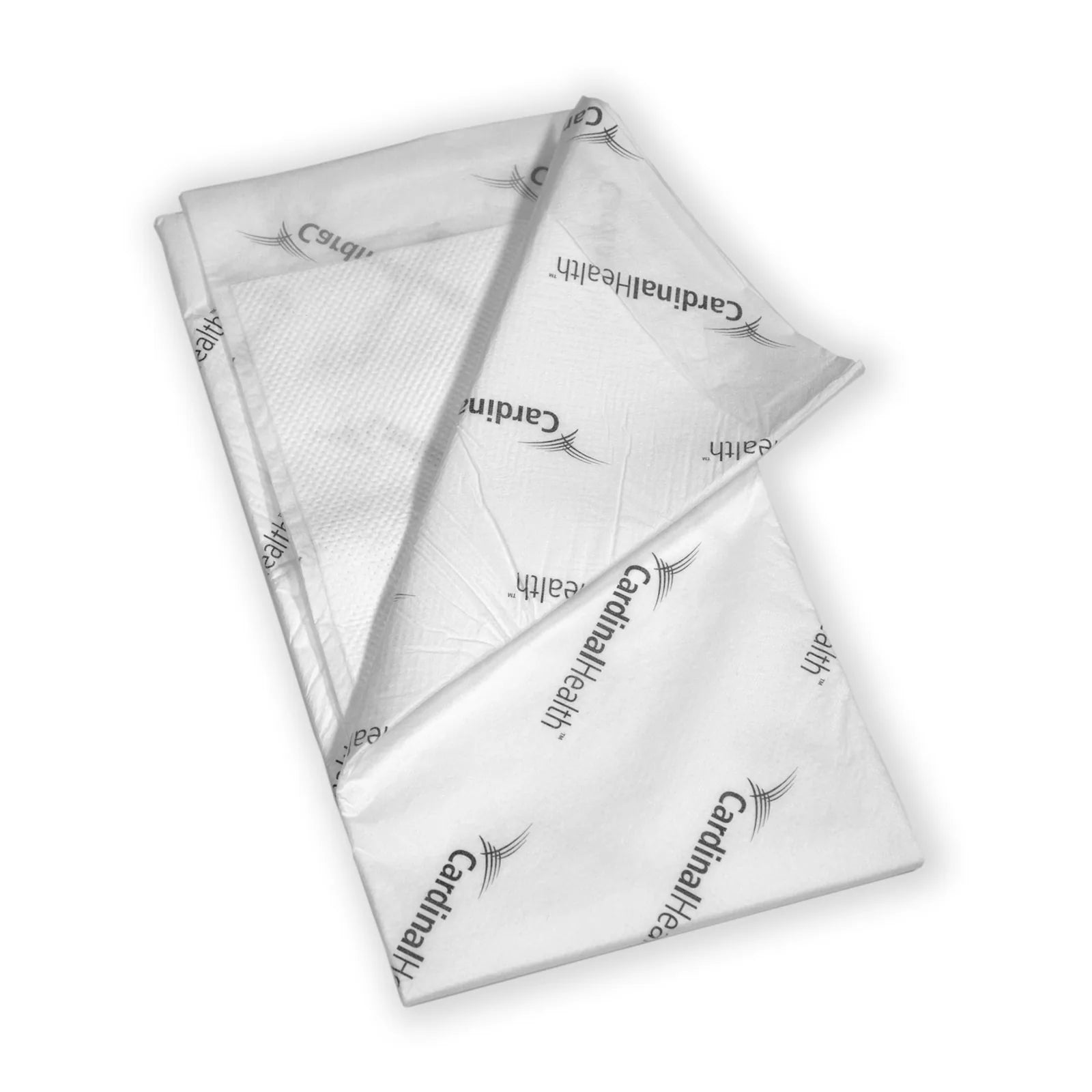 Cardinal Health XXL underpad shown folded to display cloth-like backsheet