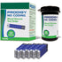Prodigy No Coding blood glucose test strips box and 50-count vial with strip stack