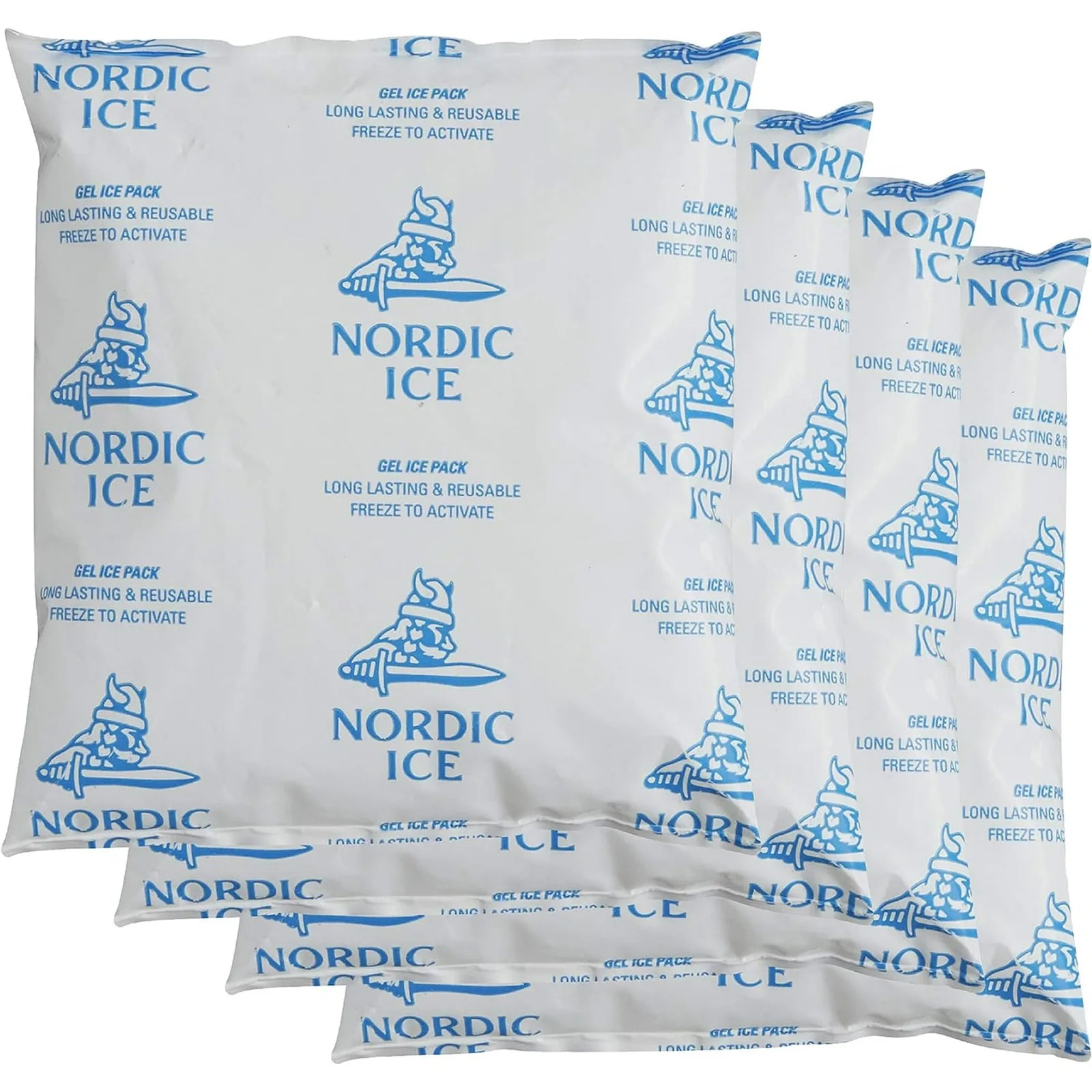 Stack of four Nordic Ice reusable gel ice packs